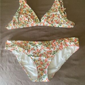 Target Floral Bikini Set in White with Pink & Orange Flowers